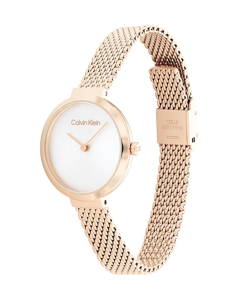 Calvin Klein Authentic Silver Dial Rose Gold Mesh Bracelet Watch for Women - K8G23626 Buy Now By Calvin Klein