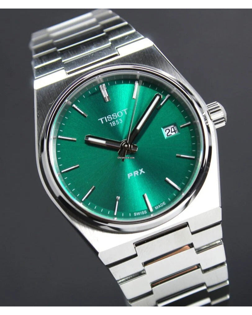 Tissot PRX Green Dial Silver Steel Strap Watch For Men - T137.410.11.091.00 Buy Now By Tissot