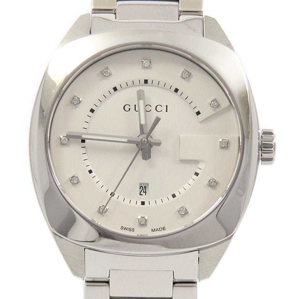 Gucci GG2570 Diamonds White Dial Silver Steel Strap Watch For Women - YA142403 Buy Now By Gucci
