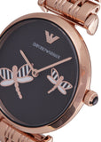 Emporio Armani Gianni T Bar Black Dial Rose Gold Steel Strap Watch For Women - AR11206 Buy Now By Emporio Armani