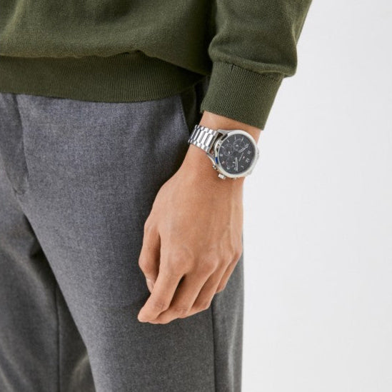 Tommy Hilfiger Asher Chronograph Black Dial Silver Steel Strap Watch For Men - 1791852 Buy Now By Tommy Hilfiger