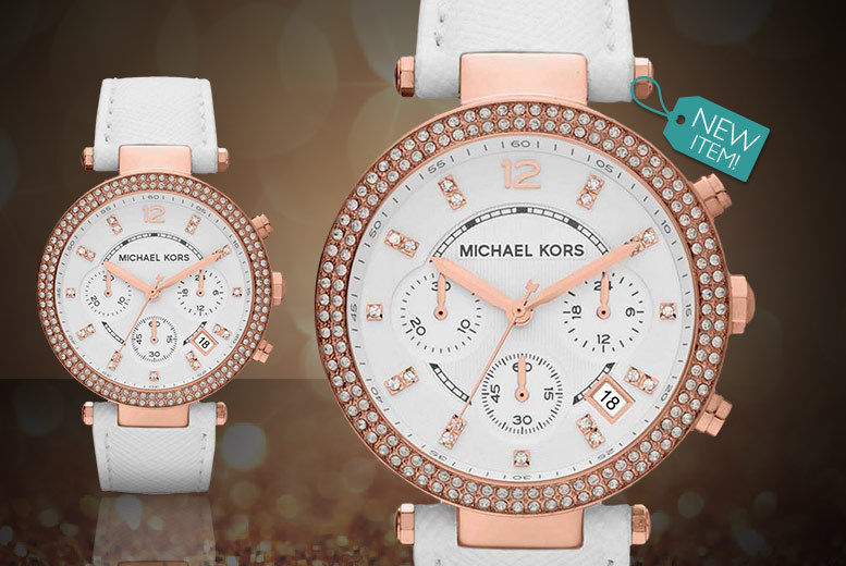 Michael Kors Parker White Diamonds Dial White Leather Strap Watch for Women - MK2281 Buy Now By Michael Kors