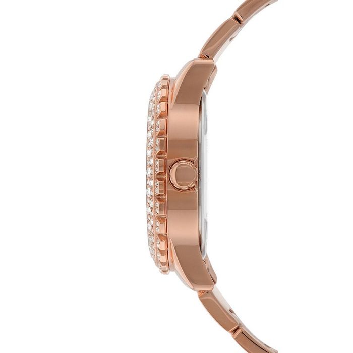 Guess Dazzler Diamonds Silver Dial Rose Gold Steel Strap Watch for Women - W0335L3 Buy Now By Guess
