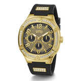 Guess Duke Crystals Black Dial Black Silicone Strap Watch For Men - GW0641G2 Buy Now By Guess