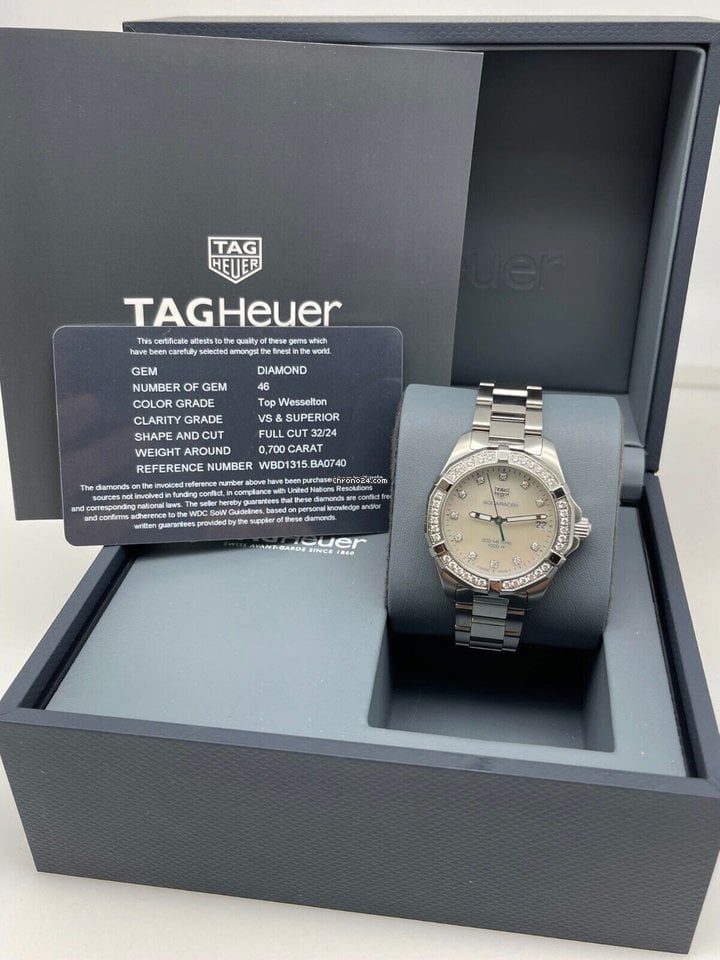 Tag Heuer Aquaracer Diamonds White Mother of Pearl Dial Silver Steel Strap Watch for Women - WBD1315.BA0740 Buy Now By Tag Heuer