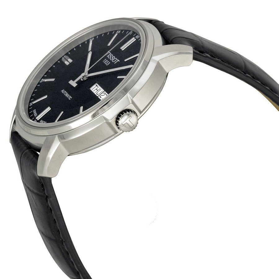 Tissot Automatics III Day Date Black Dial Black Leather Strap Watch For Men - T065.430.16.051.00 Buy Now By Tissot