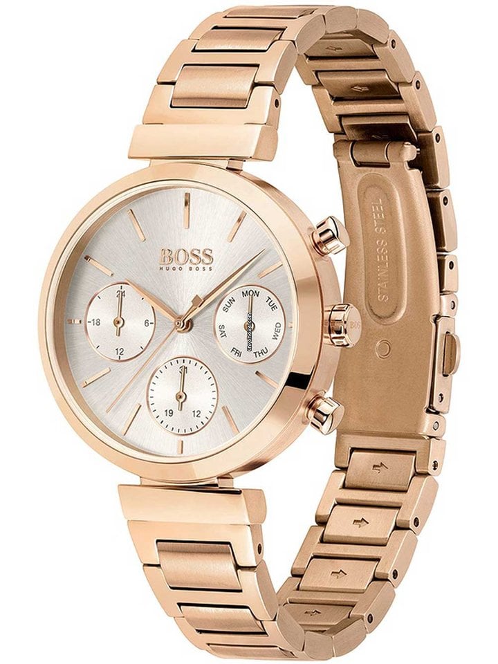 Hugo Boss Flawless Quartz White Dial Gold Steel Strap Watch for Women -1502531 Buy Now By Hugo Boss