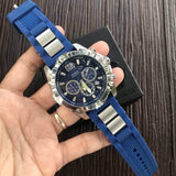 Guess Sport Multifunction Blue Dial Blue Rubber Strap Watch For Men - W0167G3 Buy Now By Guess