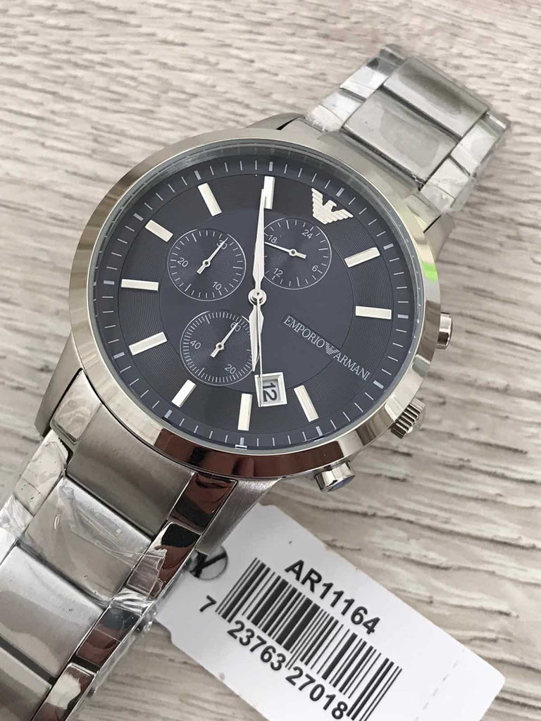 Emporio Armani Renato Chronograph Blue Dial Silver Steel Strap Watch For Men - AR11164 Buy Now By Emporio Armani