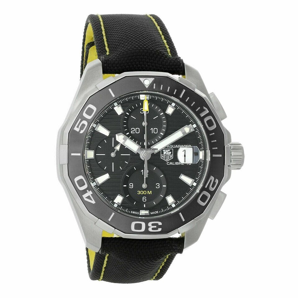 Tag Heuer Aquaracer Automatic Chronograph Black Dial Black Nylon Strap Watch for Men - CAY211A.FC6361 Buy Now By Tag Heuer