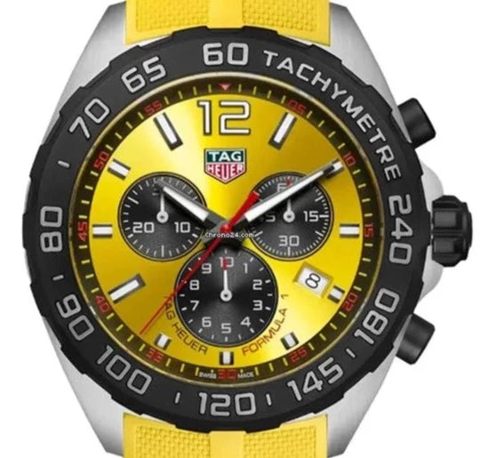 Tag Heuer Formula 1 Chronograph Yellow Dial Yellow Rubber Strap Watch for Men - CAZ101AM.FT8054 Buy Now By Tag Heuer
