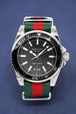 Gucci Dive Black Dial Two Tone NATO Strap Watch For Men - YA136206 Buy Now By Gucci