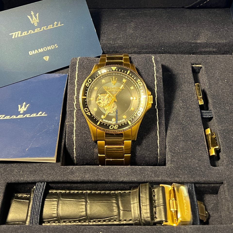 Maserati SFIDA Black Dial Yellow Gold Toned Stainless Steel Watch For Men - R8823140003 Buy Now By Maserati