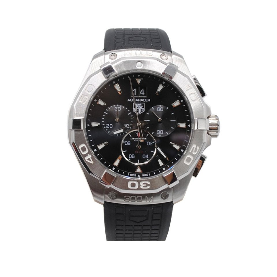 Tag Heuer Aquaracer Chronograph Black Dial Black Rubber Strap Watch for Men - CAY1110.FT6041 Buy Now By Tag Heuer