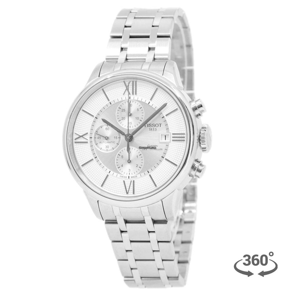 Tissot Chemin des Tourelles Automatic Chronograph White Dial Silver Steel Strap Watch for Men - T099.427.11.038.00 Buy Now By Tissot