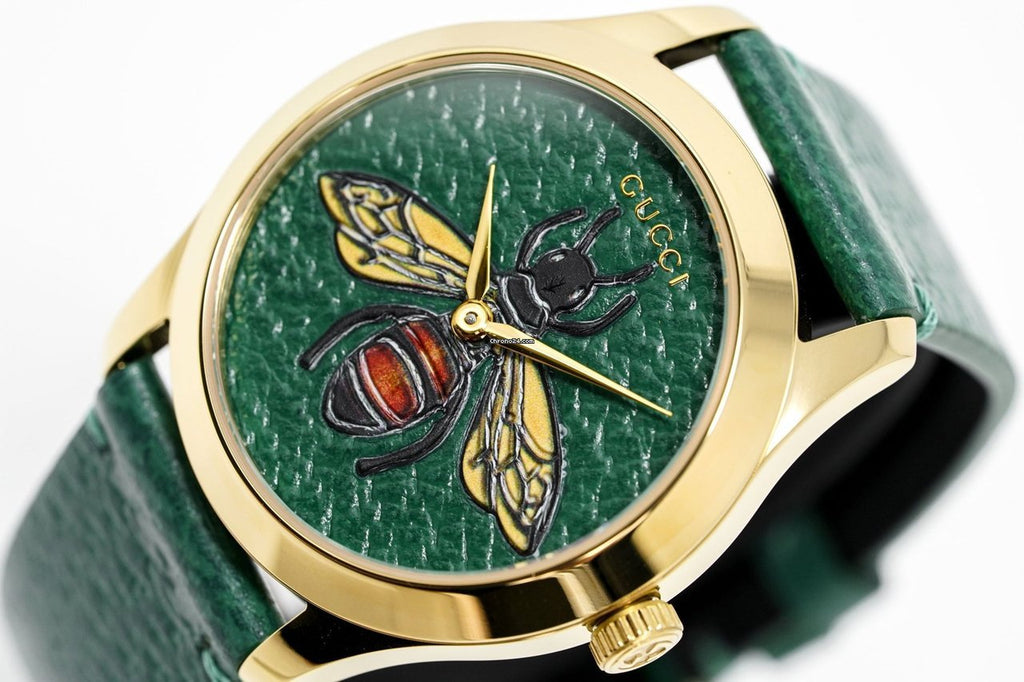 Gucci G Timeless Bee Green Dial Green Leather Strap Watch For Women - YA1264065 Buy Now By Gucci