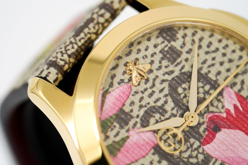 Gucci G Timeless Floral Brown Dial Brown Leather Strap Watch For Women - YA1264038 Buy Now By Gucci
