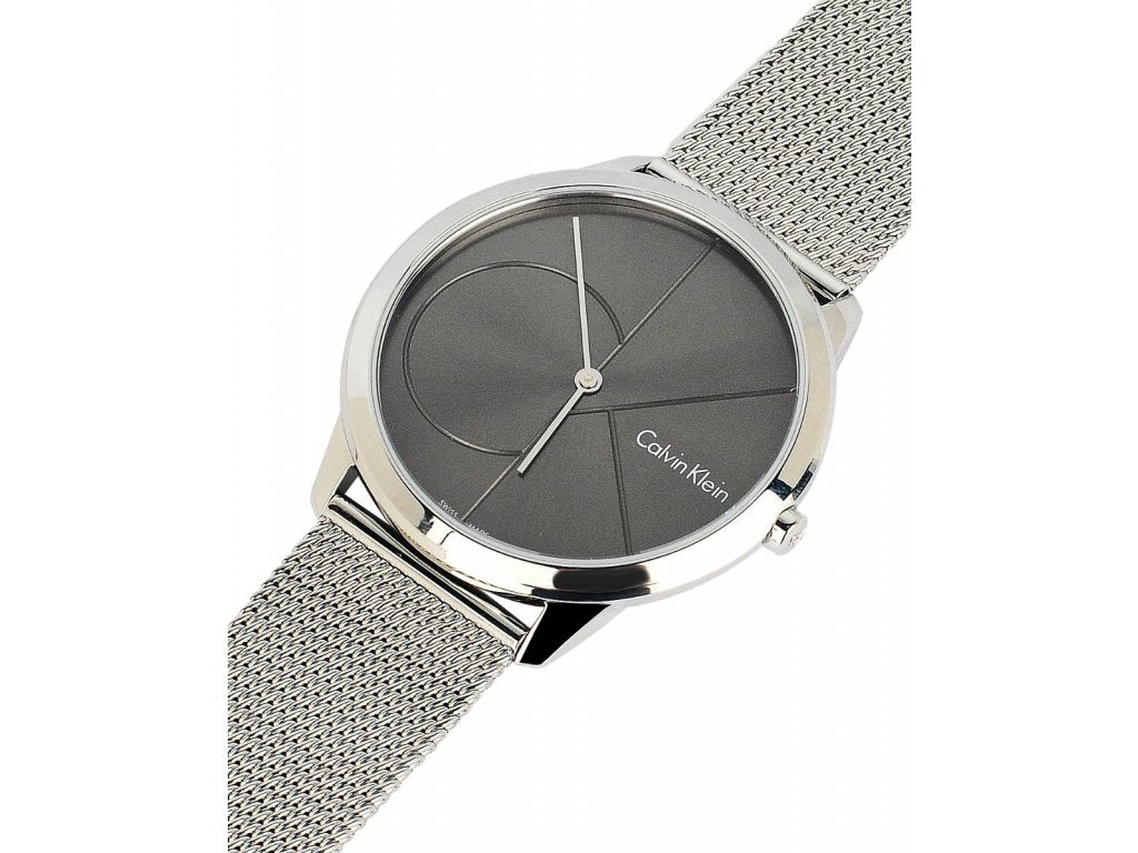 Calvin Klein Minimal Black Dial Silver Mesh Bracelet Watch for Men - K3M21123 Buy Now By Calvin Klein