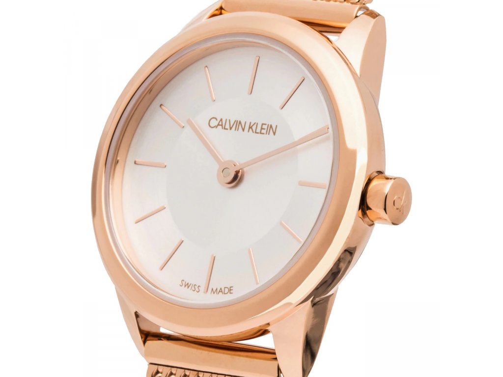Calvin Klein Minimal White Dial Rose Gold Mesh Bracelet Watch for Women - K3M23626 Buy Now By Calvin Klein