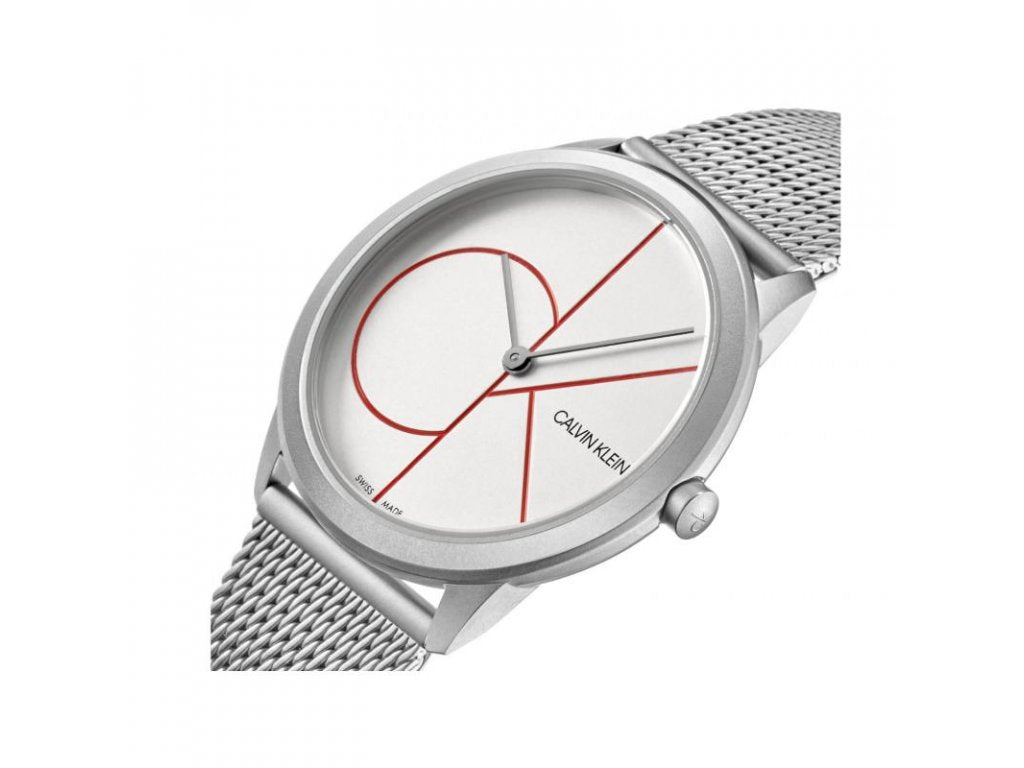 Calvin Klein Minimal White Dial Silver Mesh Bracelet Watch for Men - K3M5115X Buy Now By Calvin Klein