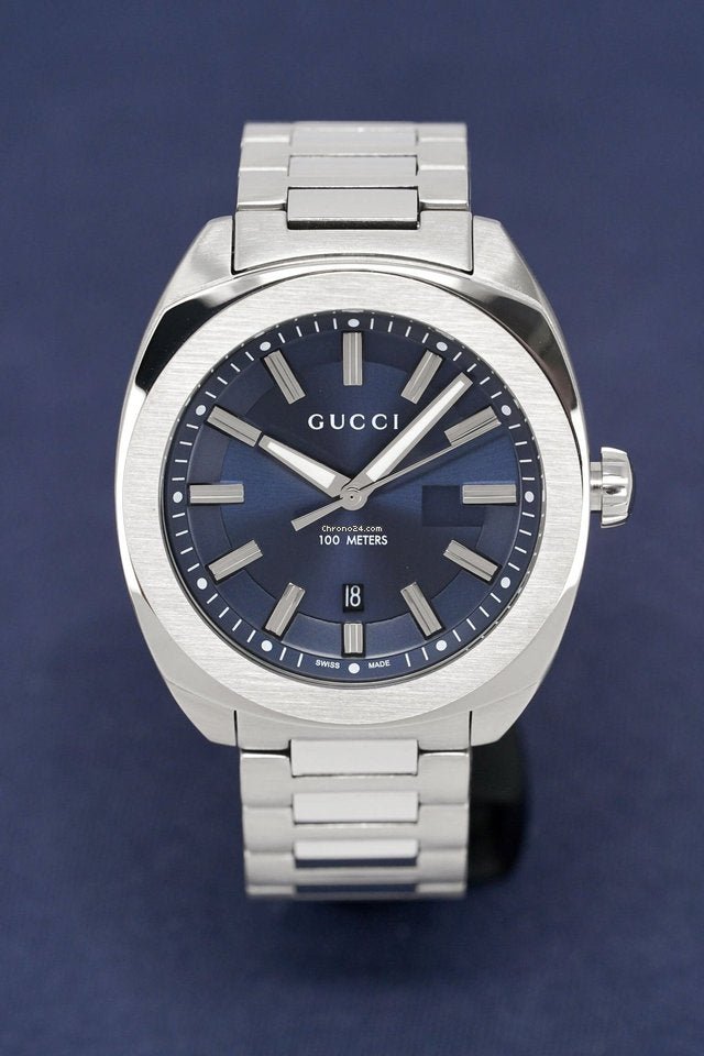 Gucci GG2570 Quartz Blue Dial Silver Steel Strap Watch For Men - YA142303 Buy Now By Gucci