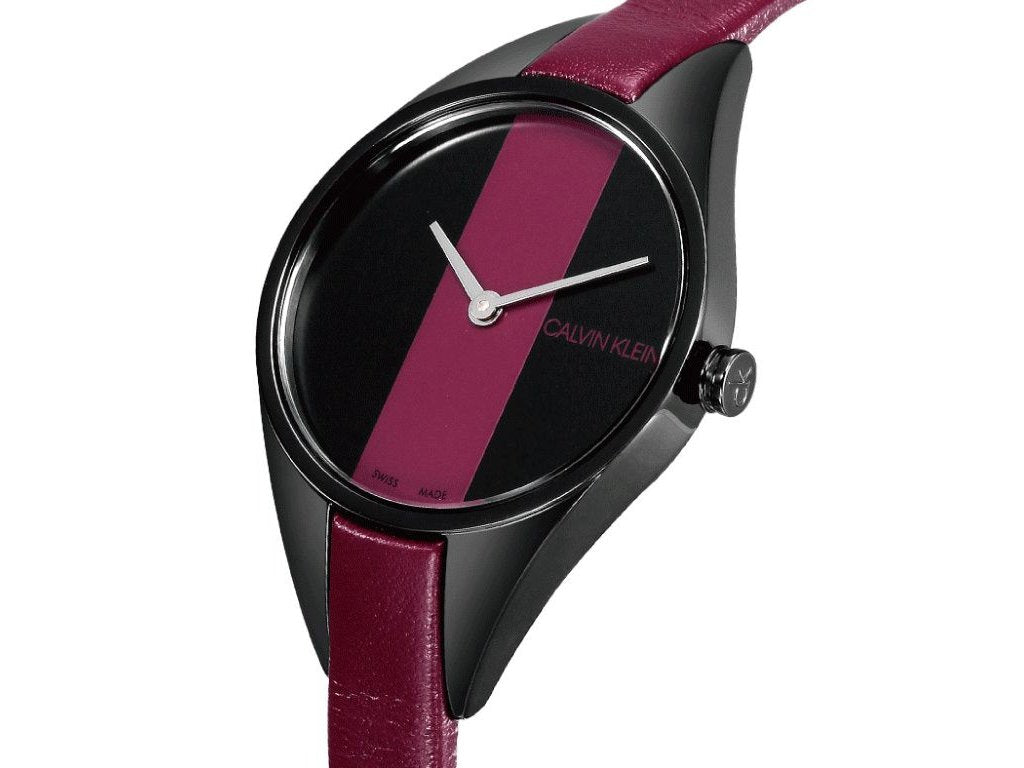 Calvin Klein Rebel Red Black Dial Red Leather Strap Watch for Women - K8P237U1 Buy Now By Calvin Klein