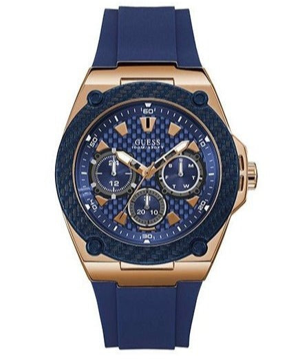 Guess Legacy Chronograph Blue Dial Blue Rubber Strap Watch For Men - W1049G9 Buy Now By Guess
