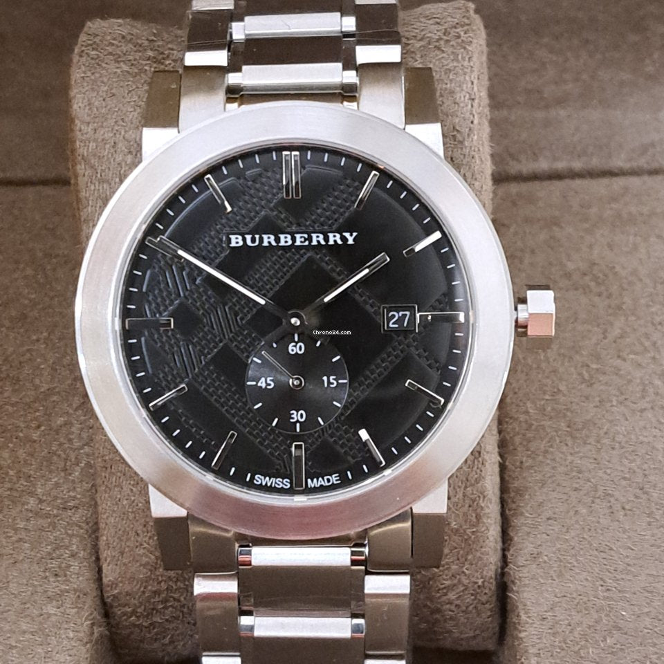 Burberry The City Black Dial Silver Steel Strap Watch for Men - BU9901 Buy Now By Burberry