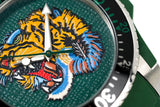Gucci Dive Tiger Green Dial Green Rubber Strap Watch For Men - YA136316 Buy Now By Gucci