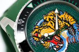 Gucci Dive Tiger Green Dial Green Rubber Strap Watch For Men - YA136316 Buy Now By Gucci