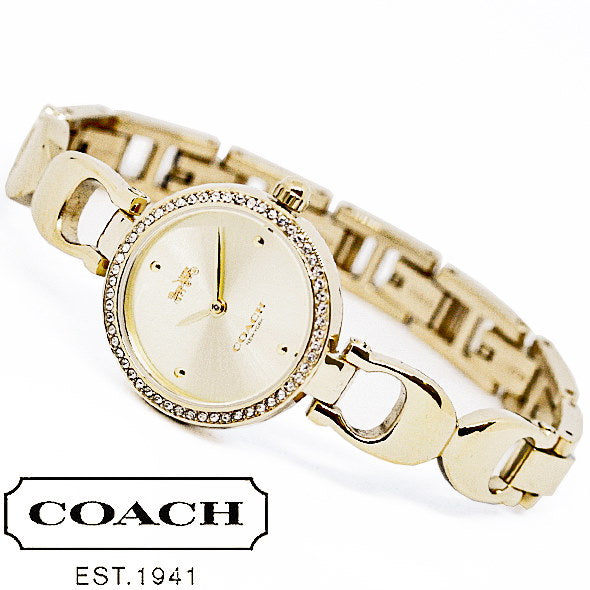 Coach Park Diamonds Gold Dial Gold Steel Strap Watch for Women - 14503171 Buy Now By Coach