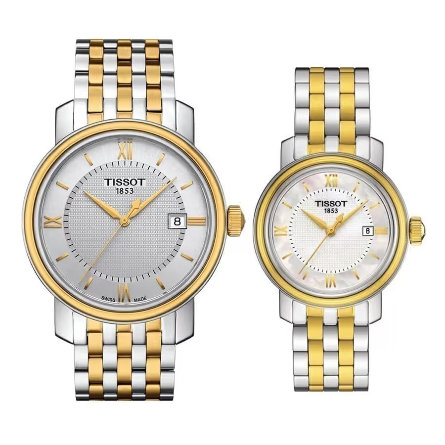 Tissot T Classic Bridgeport Quartz Silver Dial Two Tone Mesh Bracelet Watch For Men - T097.410.22.036.00 Buy Now By Tissot