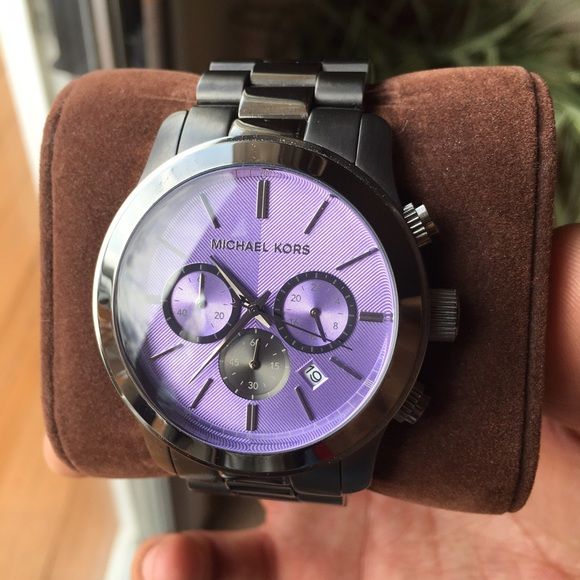 Michael Kors Runway Chronograph Purple Dial Black Steel Strap Watch For Women - MK5954 Buy Now By Michael Kors
