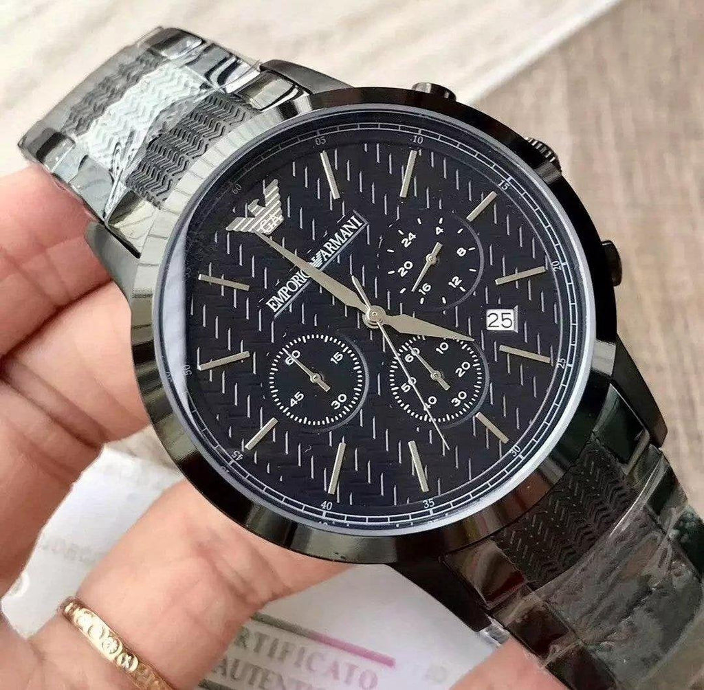 Emporio Armani Renato Chronograph Quartz Blue Dial Grey Steel Strap Watch For Men - AR2505 Buy Now By Emporio Armani