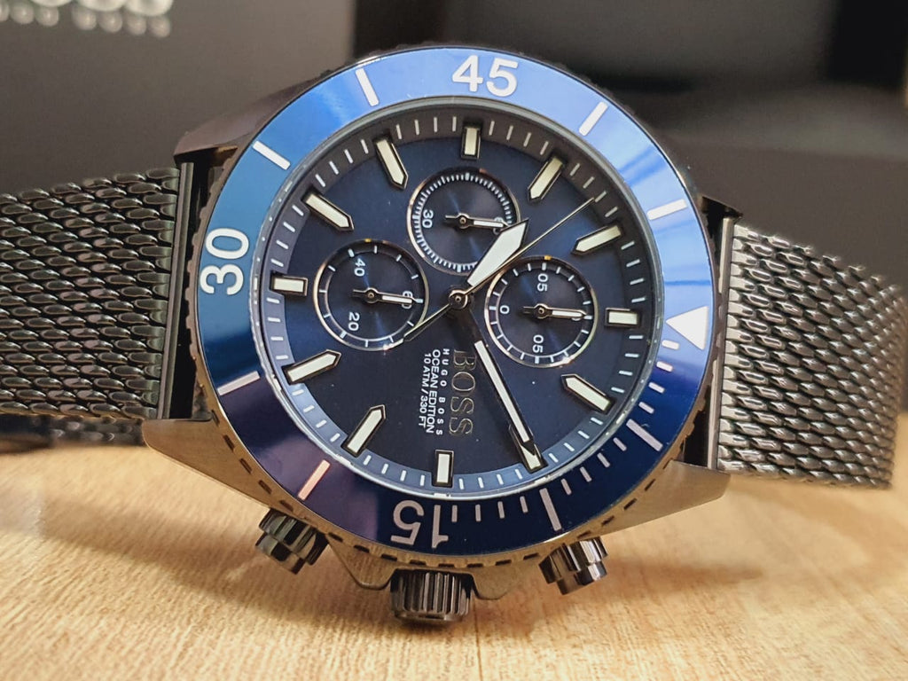 Hugo Boss Ocean Edition Blue Dial Black Mesh Bracelet Watch for Men - 1513702 Buy Now By Hugo Boss