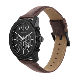 Armani Exchange Outerbanks Chronograph Black Dial Brown Leather Strap Watch For Men - AX1732 Buy Now By Armani Exchange