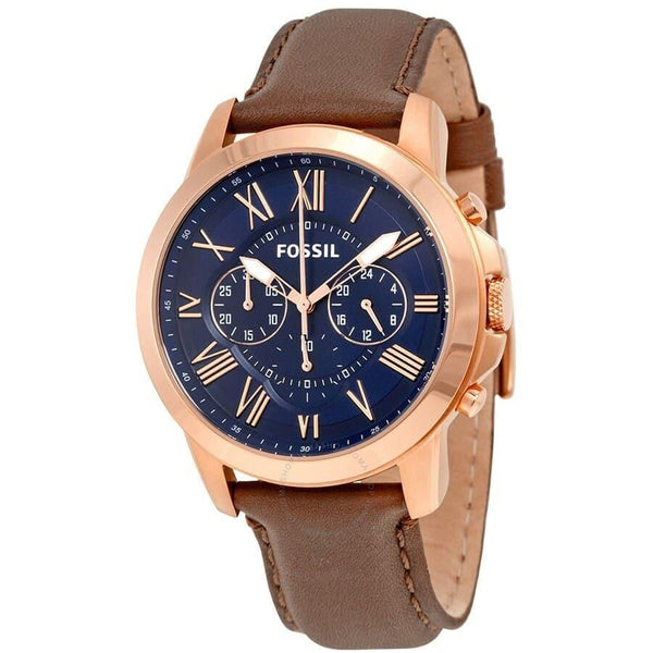 Fossil Pilot 54 Chronograph Blue Dial Brown Leather Strap Watch for Men - FS5204 Buy Now By Fossil