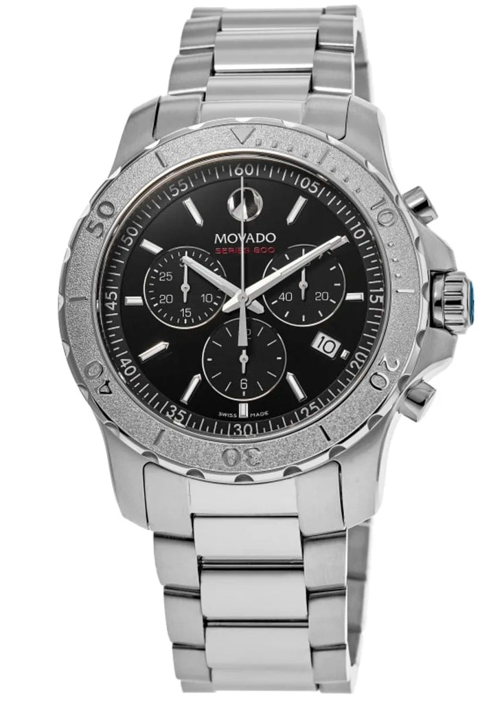 Movado Series 800 Chronograph Black Dial Silver Steel Strap Watch For Men - 2600110 Buy Now By Movado