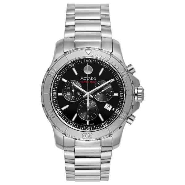 Movado Series 800 Chronograph Black Dial Silver Steel Strap Watch For Men - 2600110 Buy Now By Movado