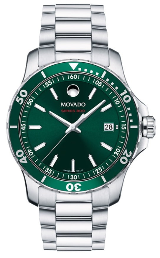 Movado Series 800 Green Dial Silver Steel Strap Watch For Men - 2600136 Buy Now By Movado