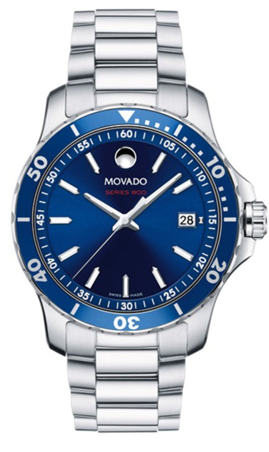 Movado Series 800 Blue Dial Silver Steel Strap Watch For Men - 2600137 Buy Now By Movado