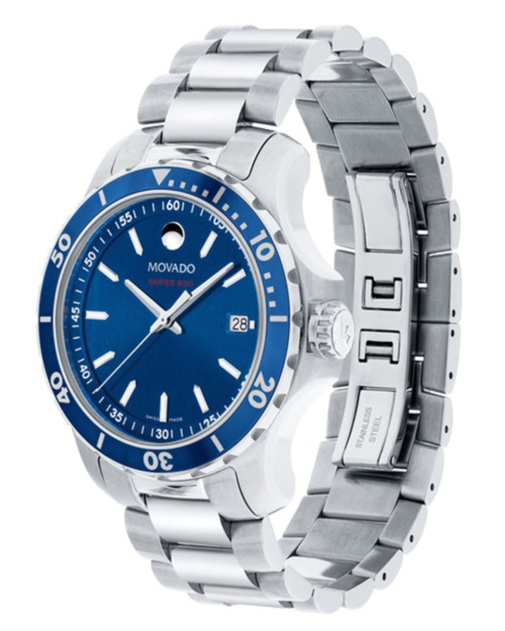 Movado Series 800 Blue Dial Silver Steel Strap Watch For Men - 2600137 Buy Now By Movado
