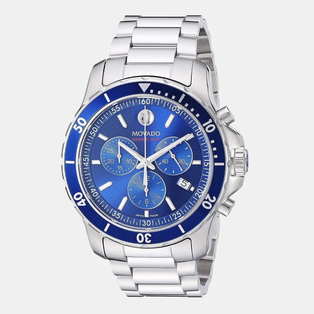 Movado Series 800 Chronograph Blue Dial Silver Steel Strap Watch For Men - 2600141 Buy Now By Movado