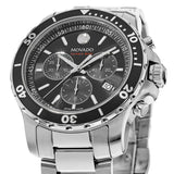 Movado Series 800 Chronograph Black Dial Silver Steel Strap Watch For Men - 2600142 Buy Now By Movado