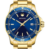 Movado Series 800 Blue Dial Gold Steel Strap Watch For Men - 2600144 Buy Now By Movado