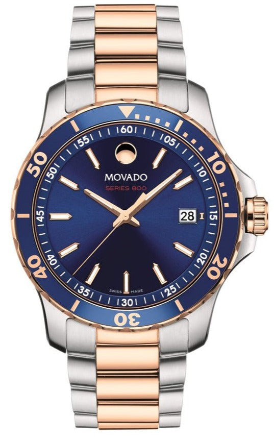 Movado Series 800 Blue Dial Two Tone Steel Strap Watch for Men - 2600149 Buy Now By Movado