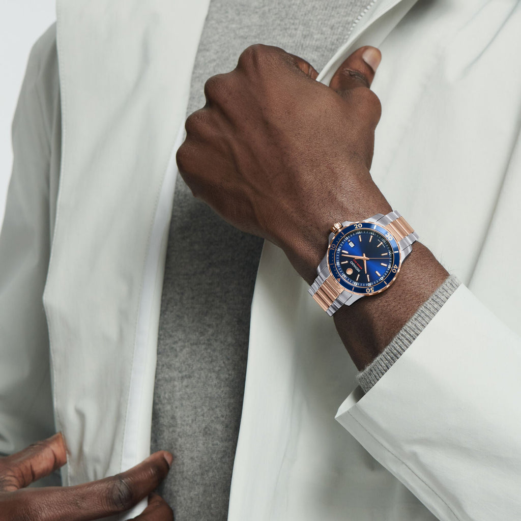 Movado Series 800 Blue Dial Two Tone Steel Strap Watch for Men - 2600149 Buy Now By Movado
