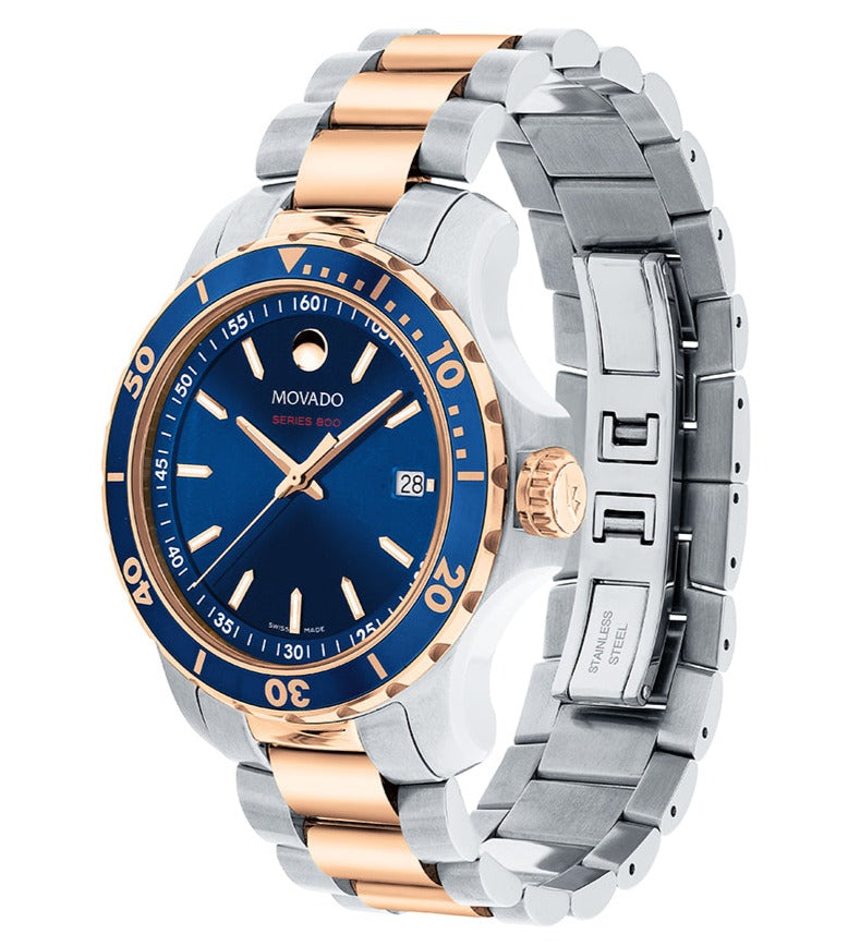 Movado Series 800 Blue Dial Two Tone Steel Strap Watch for Men - 2600149 Buy Now By Movado