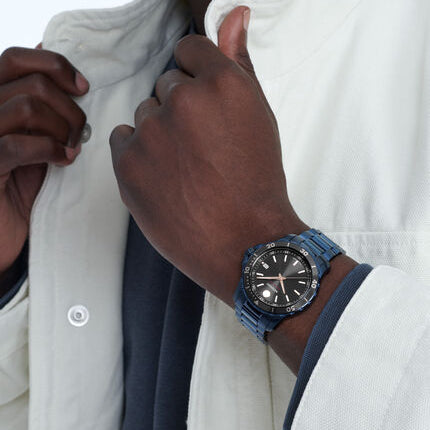 Movado Series 800 Black Dial Blue Ion Plated Steel Strap Watch for Men - 2600139 Buy Now By Movado