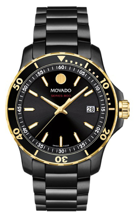 Movado Series 800 Black Dial Black Steel Strap Watch For Men - 2600161 Buy Now By Movado